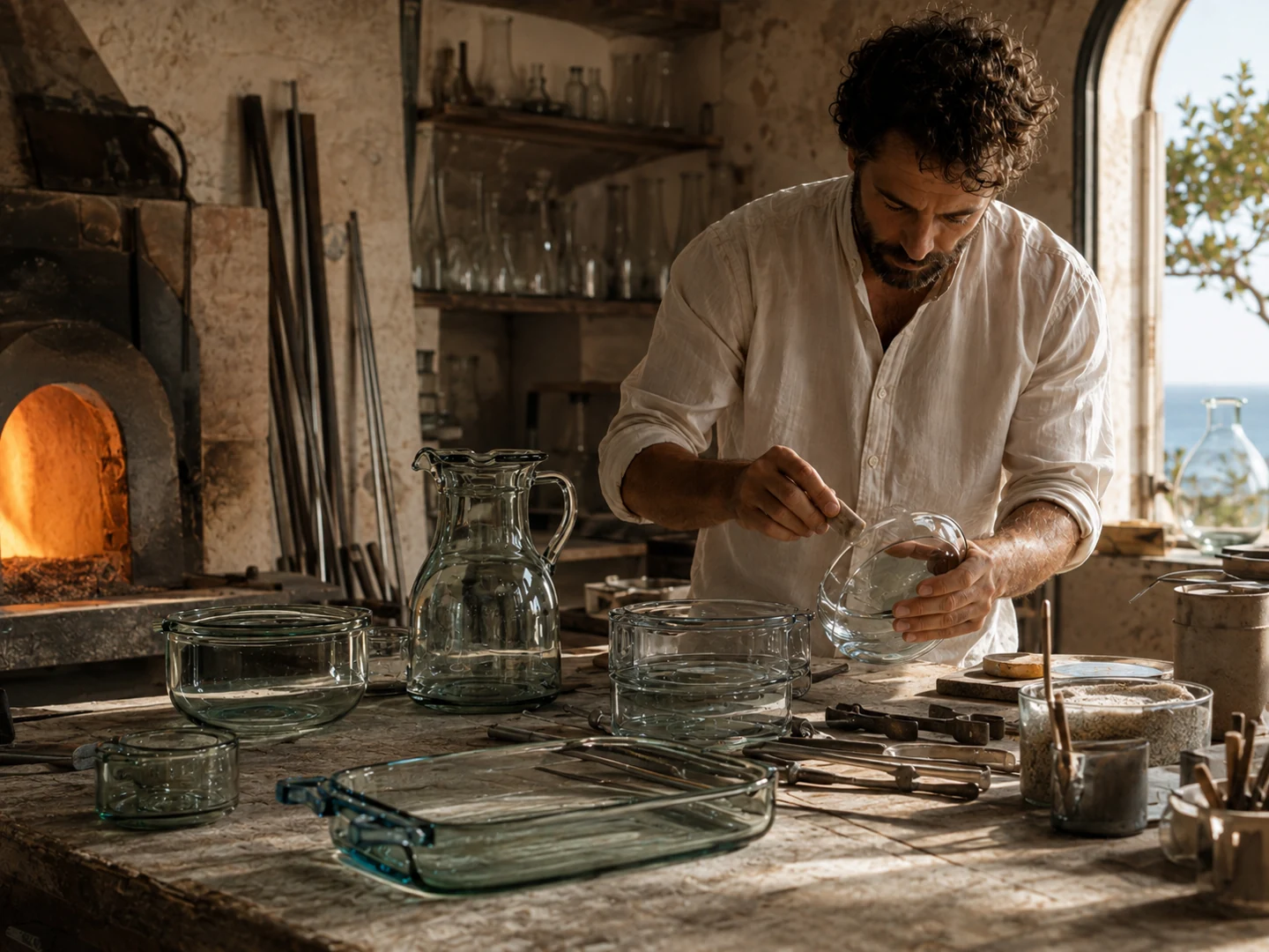 Boutique glass production in an Italian workshop